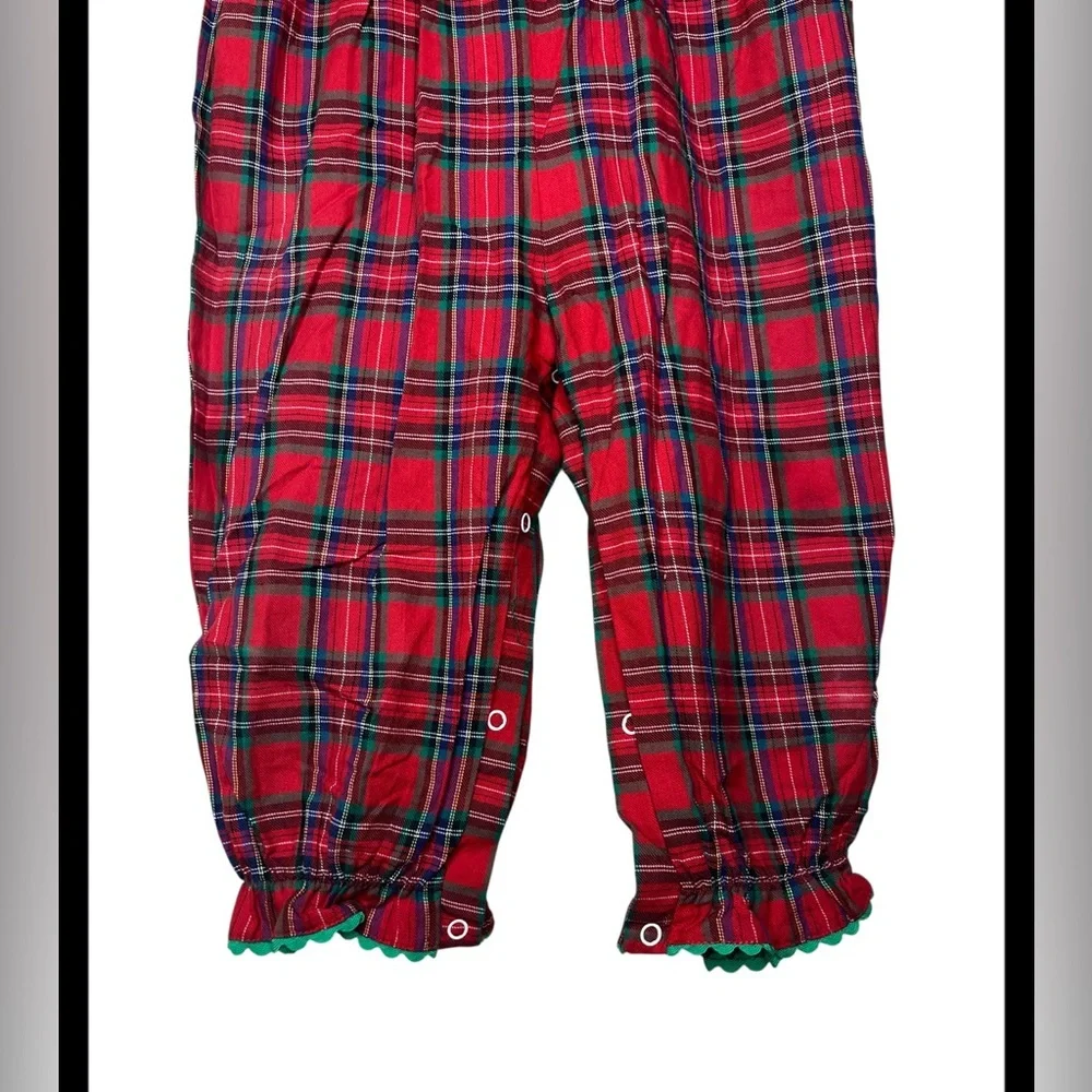 Red and Green Tartan Plaid Christmas Tree Smocked Plays size 2T